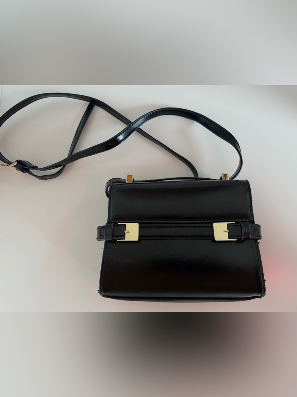 H&M Black Crossbody Bag with Gold Accents